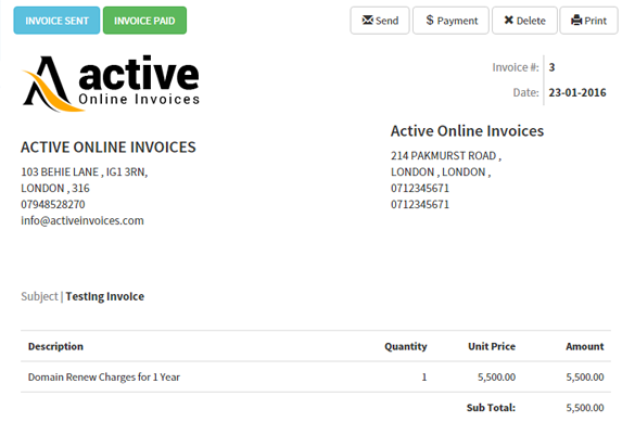 simple invoices log in